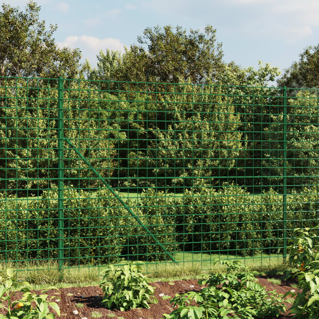 vidaXL Drôtený plot s kotviacimi hrotmi zelený 1,6x25 m