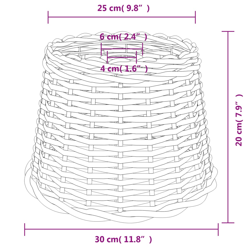 vidaXL Tienidlo na stropnú lampu biele Ø30x20 cm prútené