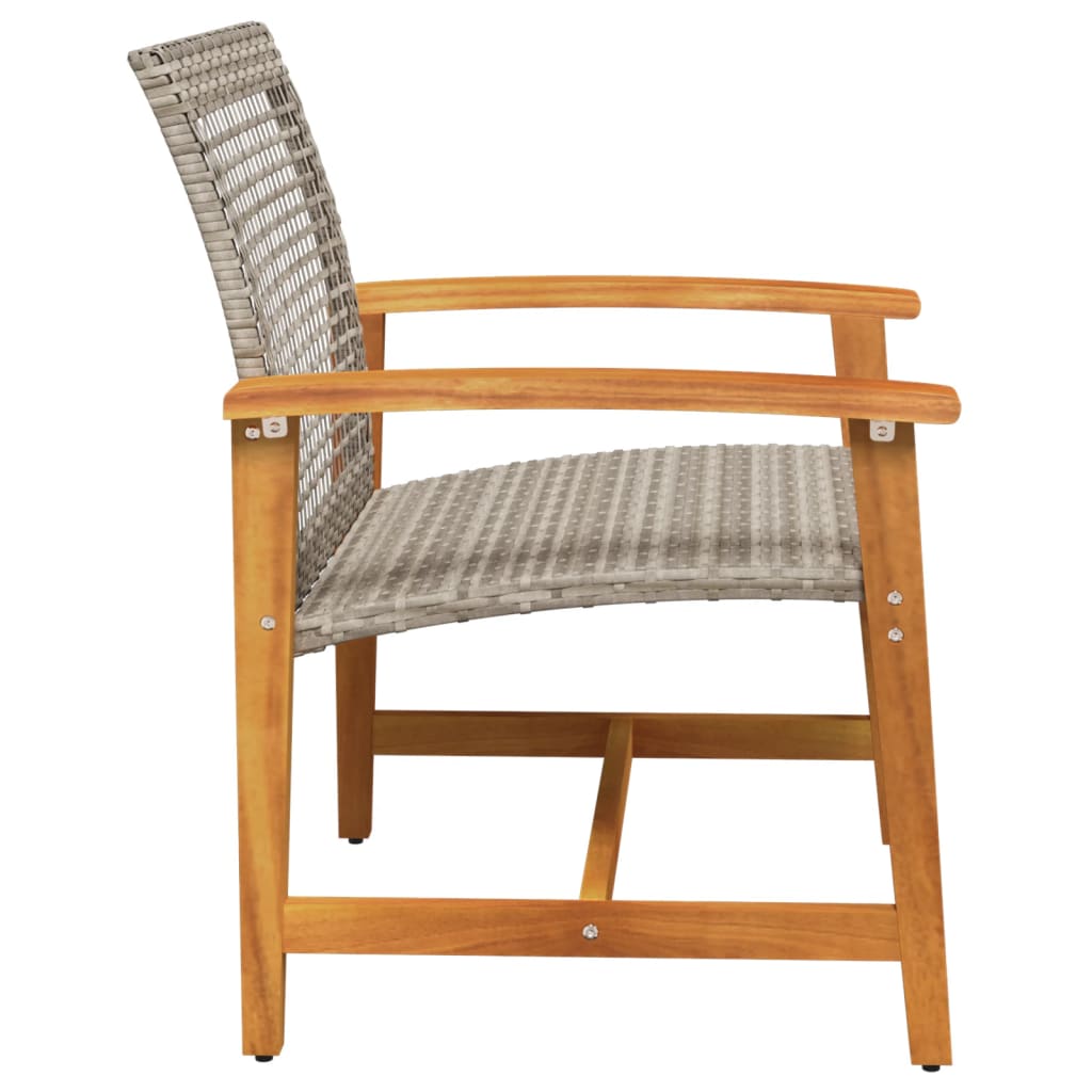 vidaXL Záhradné stoličky 2 ks sivé polyratan a akáciové drevo