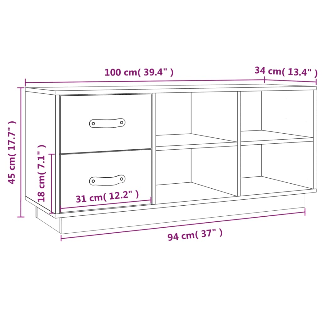 vidaXL Lavica na topánky biela 100x34x45 cm masívna borovica