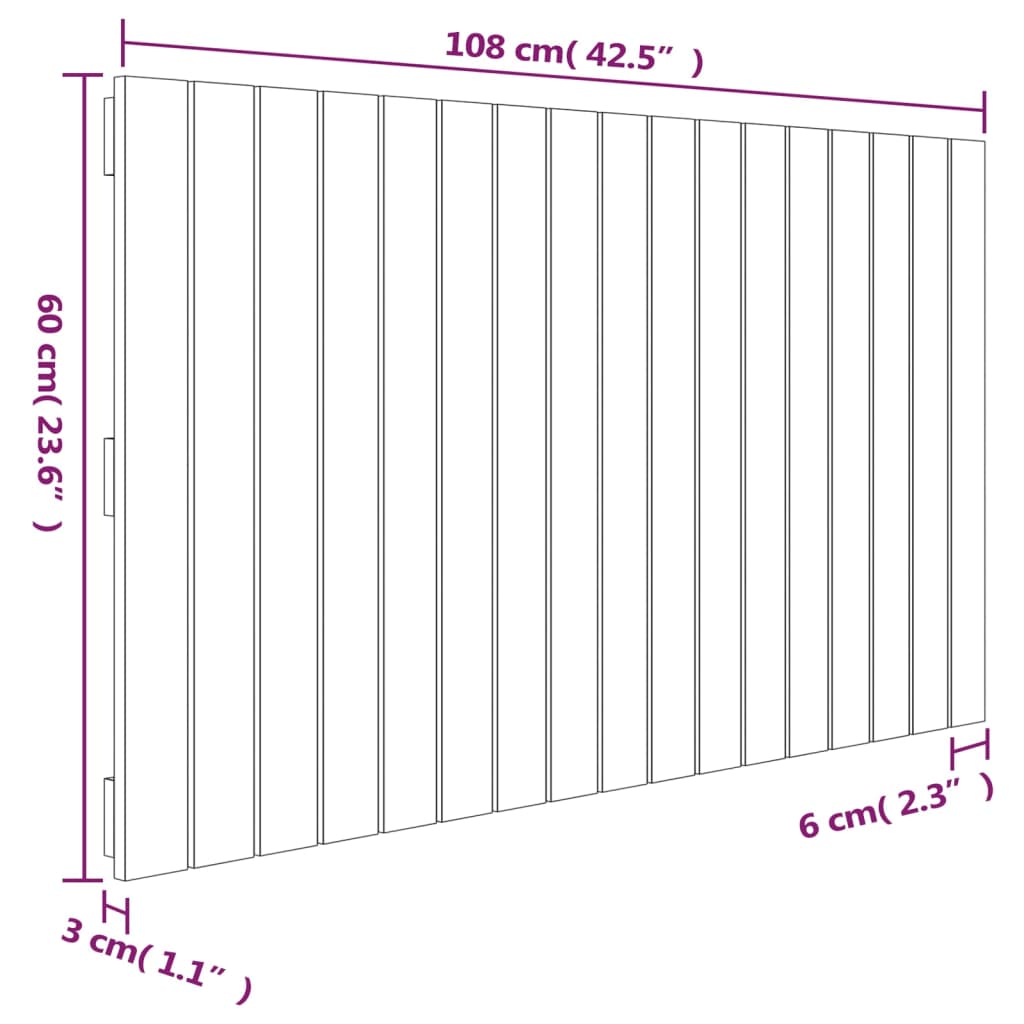 vidaXL Nástenné čelo postele medovohnedé 108x3x60 cm masívna borovica