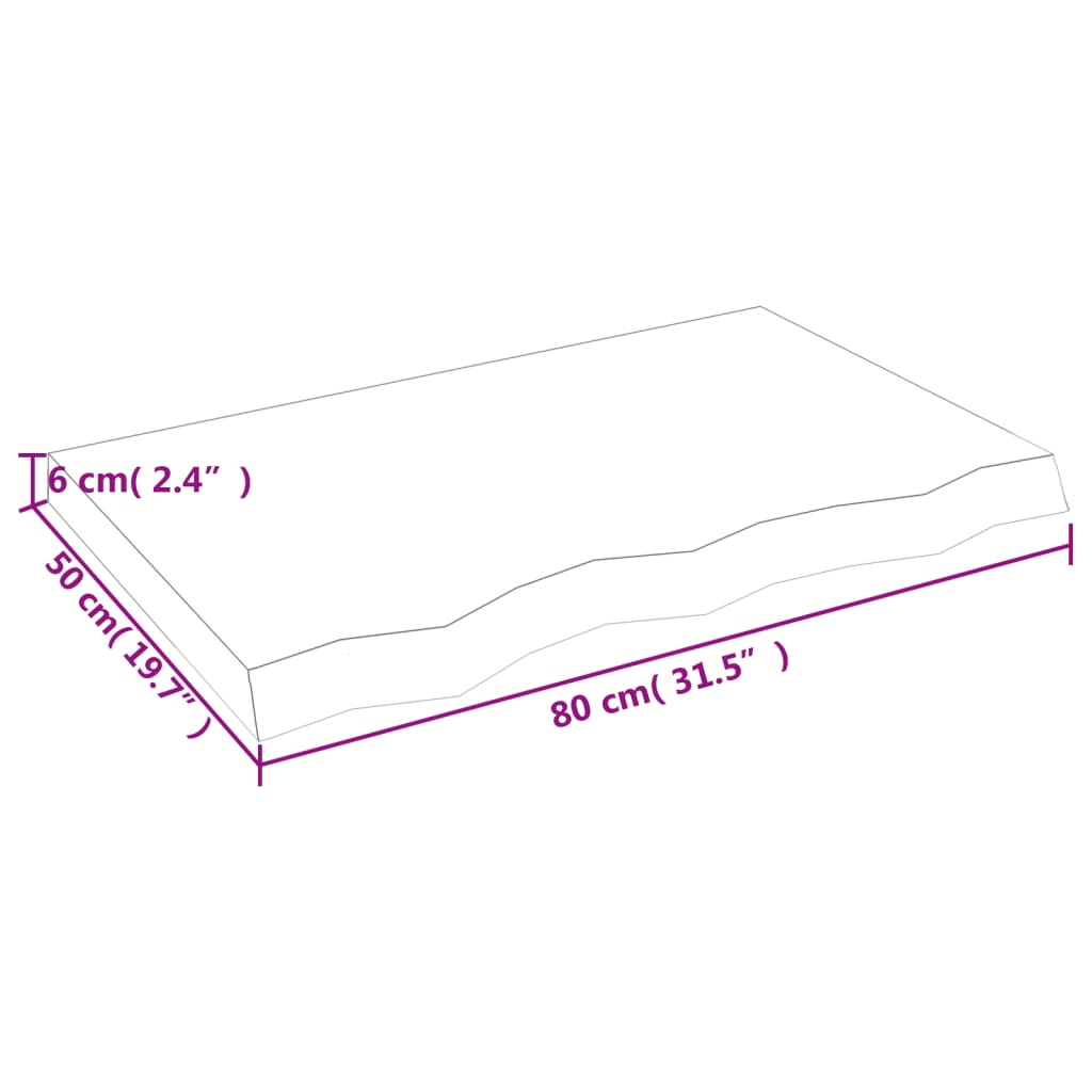 vidaXL Kúpeľňová doska bledohnedá 80x50x(2-6) cm ošetrený masív