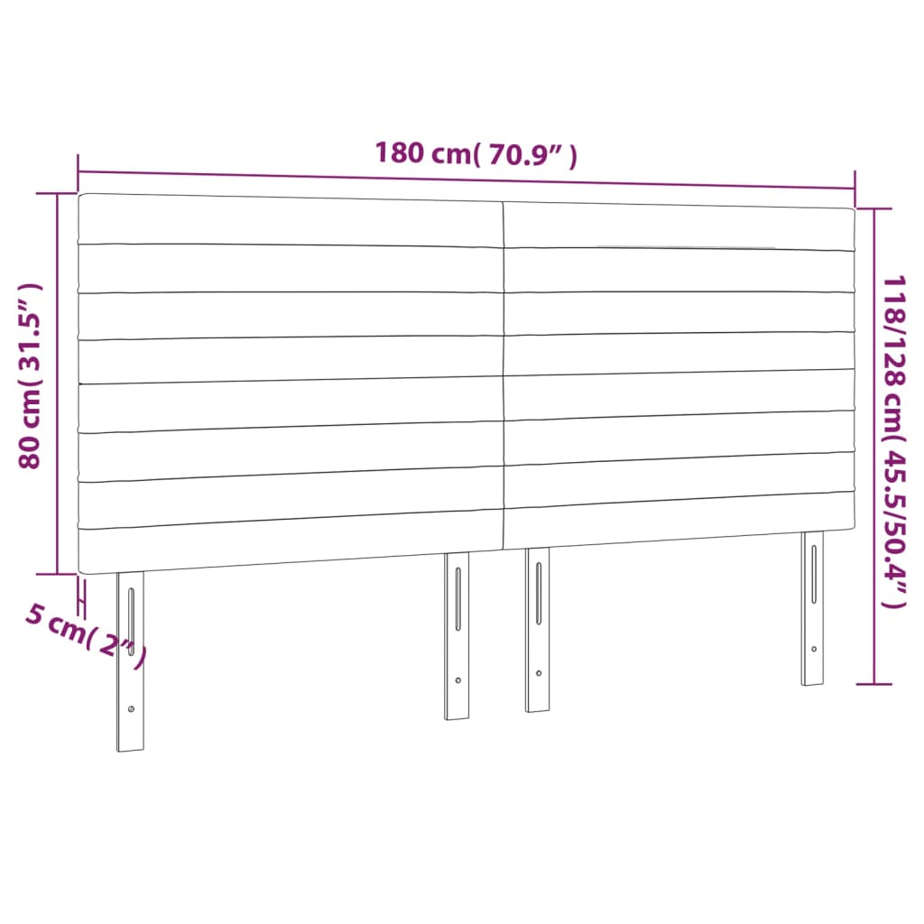 vidaXL Čelo postele s LED tmavomodré 180x5x118/128 cm zamat