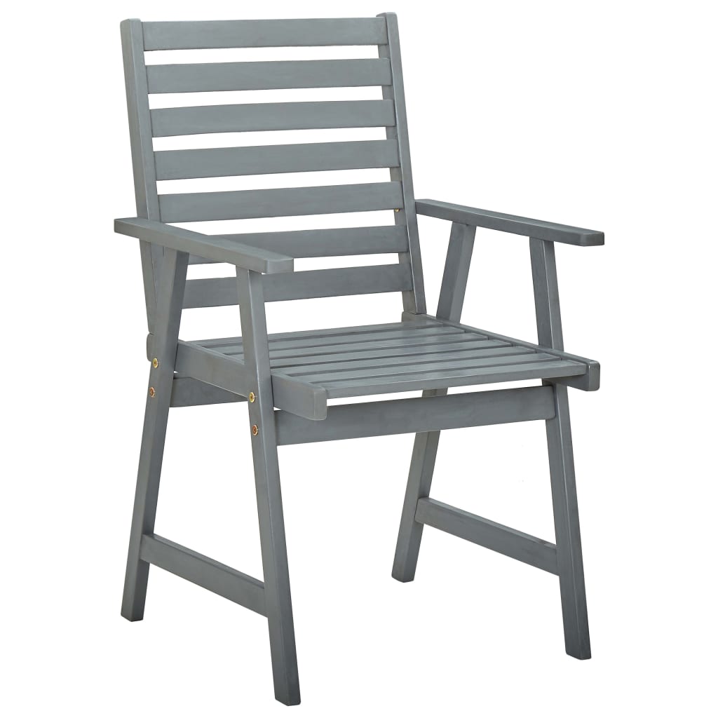 vidaXL Vonkajšie jedálenské stoličky 3 ks, sivé, akáciový masív