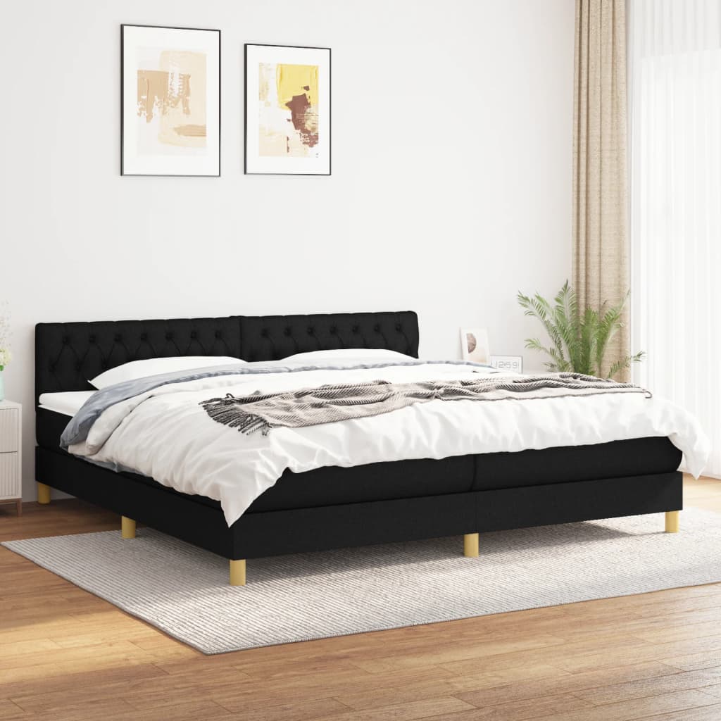 vidaXL Boxspring posteľ s matracom čierna 200x200 cm látka