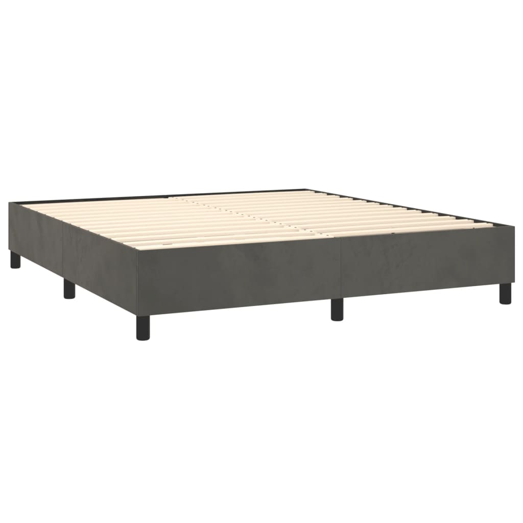 vidaXL Posteľný rám boxspring s matracom tmavosivý 180x200 cm zamat