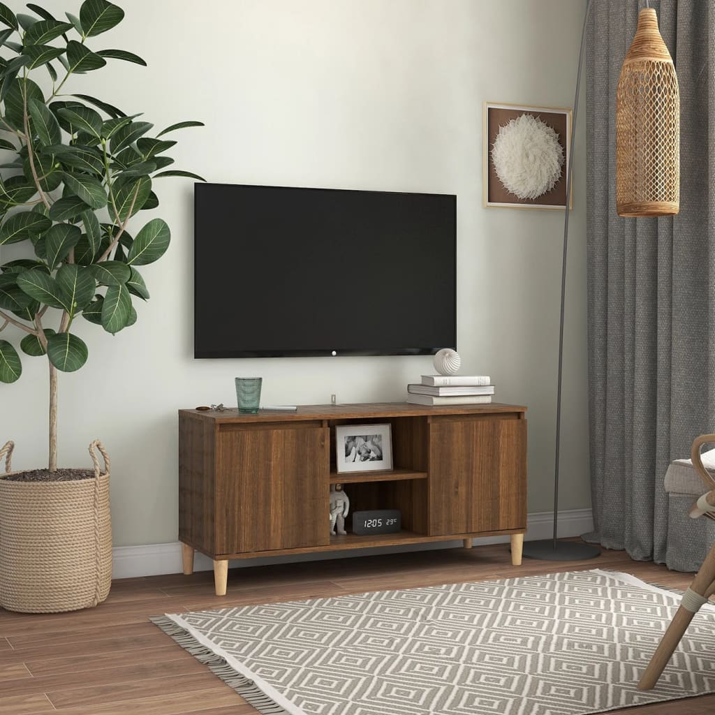 vidaXL TV stolík nohy z dreva hnedý dub 103,5x35x50 cm