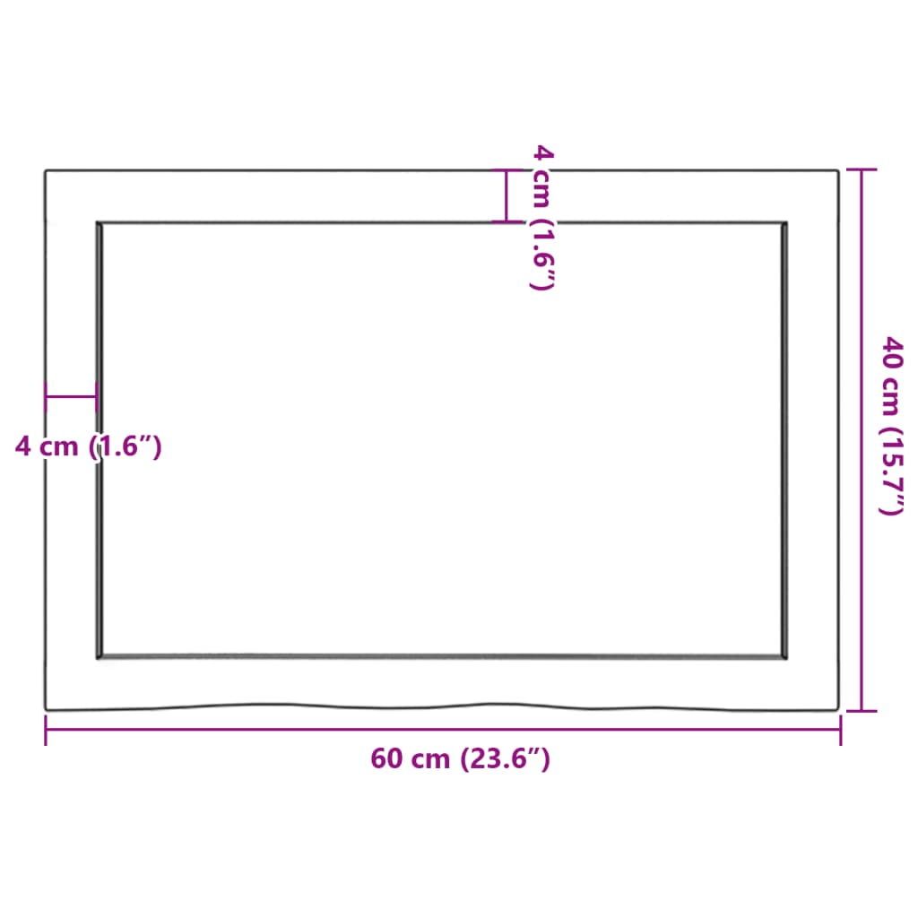 vidaXL Kúpeľňová doska tmavohnedá 60x40x(2-4) cm ošetrený masív