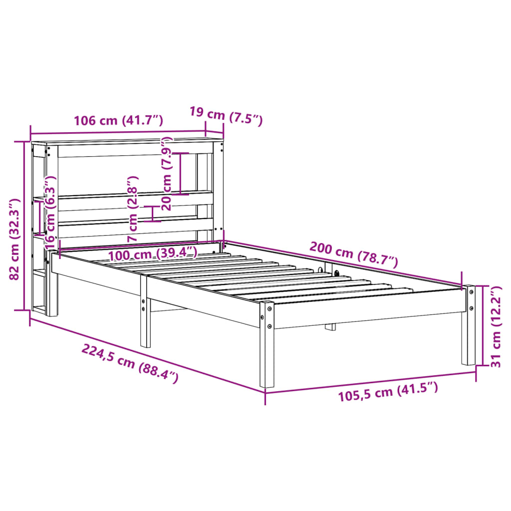 vidaXL Posteľ bez matraca 100x200 cm masívna borovica