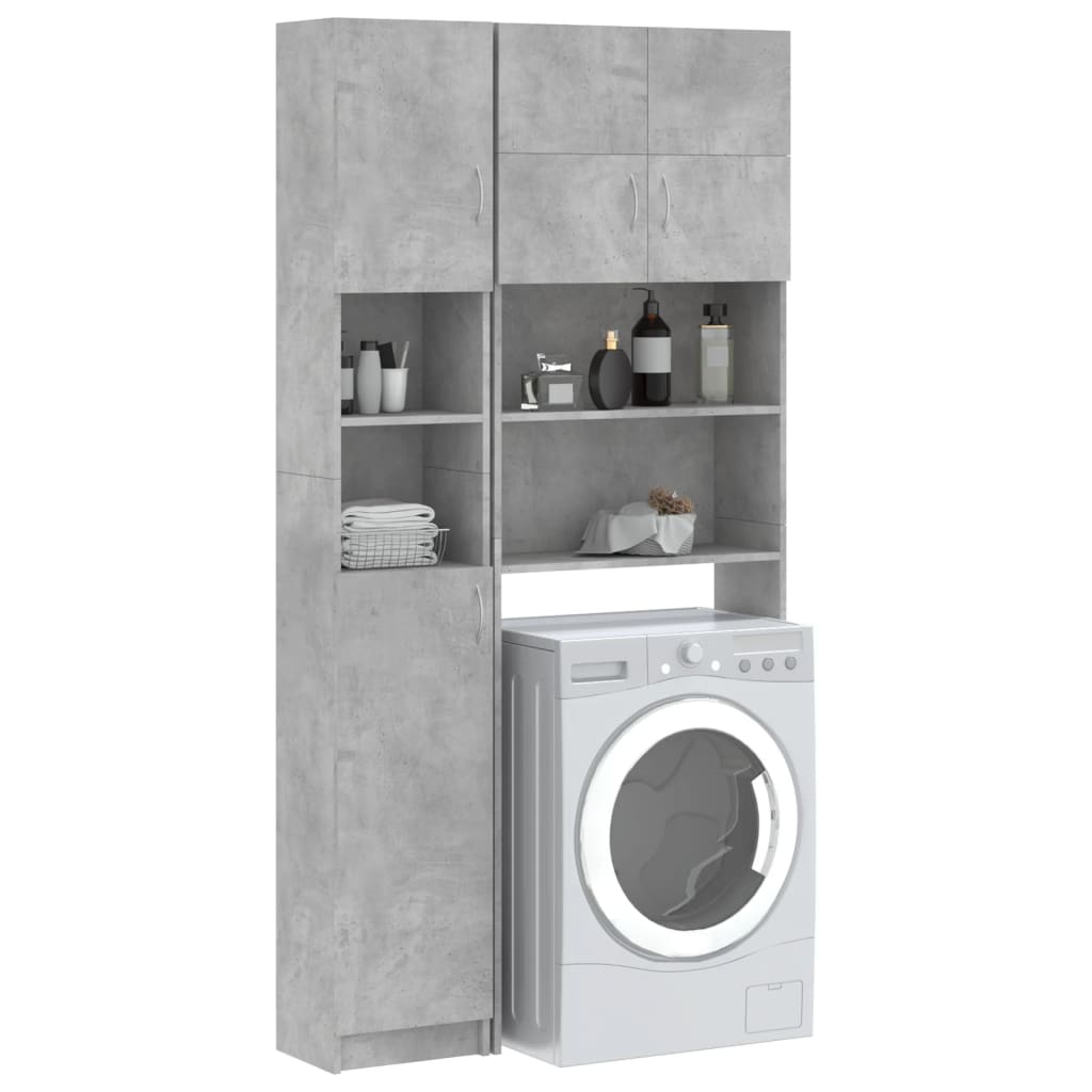 vidaXL Súprava skriniek na práčku, betónovo sivá, kompozitné drevo