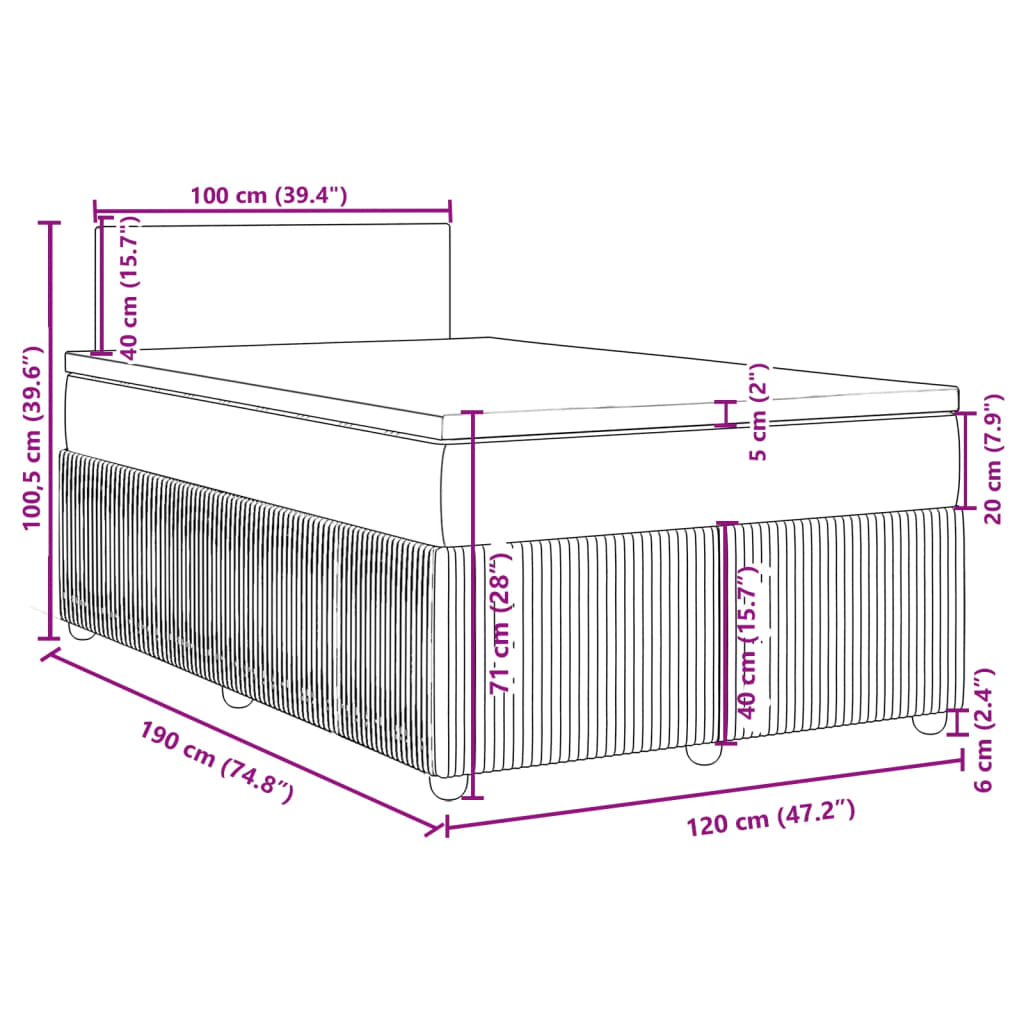 vidaXL Boxspring posteľ s matracom bledosivá 120x190 cm látka