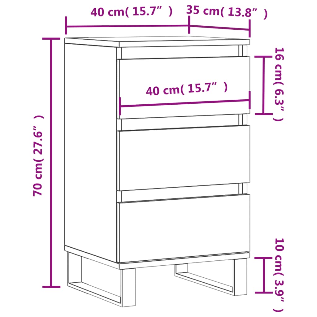 vidaXL Komoda dymový dub 40x35x70 cm kompozitné drevo