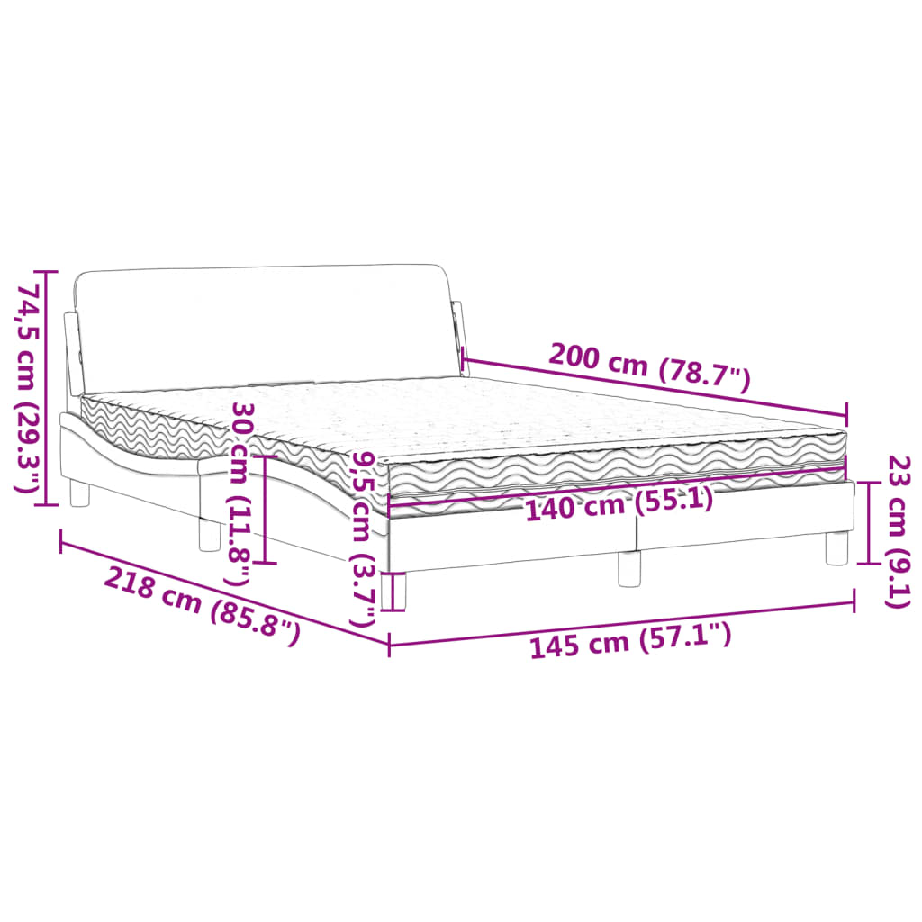 vidaXL Posteľ s matracom hnedá 140x200 cm umelá koža