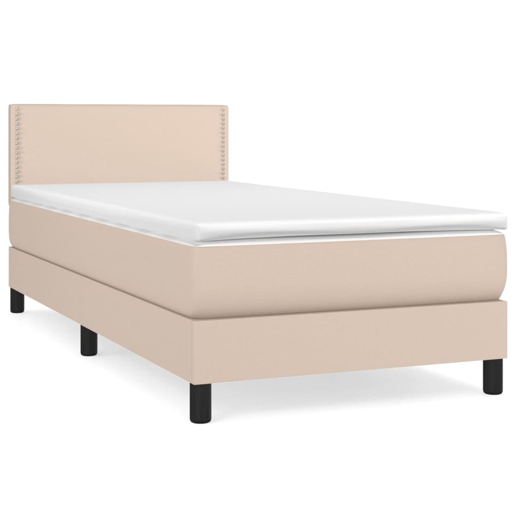 vidaXL Boxspring posteľ s matracom kapučínová 90x190 cm umelá koža