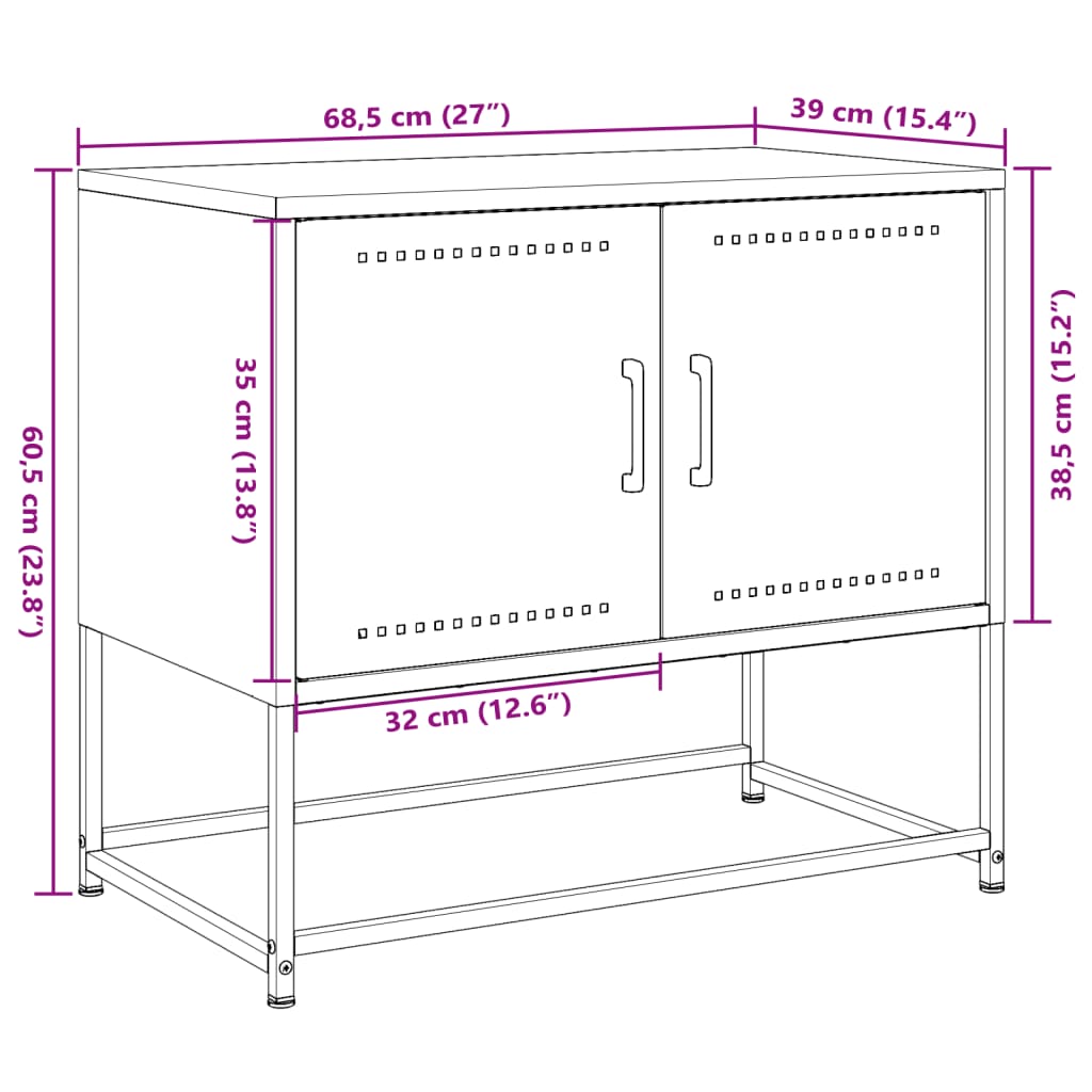 vidaXL TV skrinka ružová 68,5x39x60,5 cm oceľ