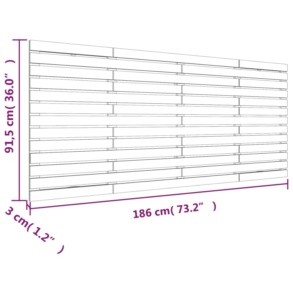 vidaXL Nástenné čelo postele medovohnedé 186x3x91,5cm masívna borovica