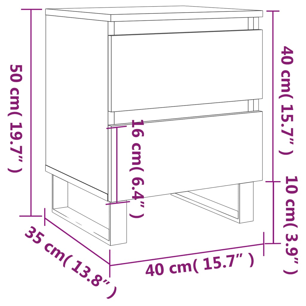 vidaXL Nočné stolíky 2 ks lesklé biele 40x35x50 cm kompozitné drevo