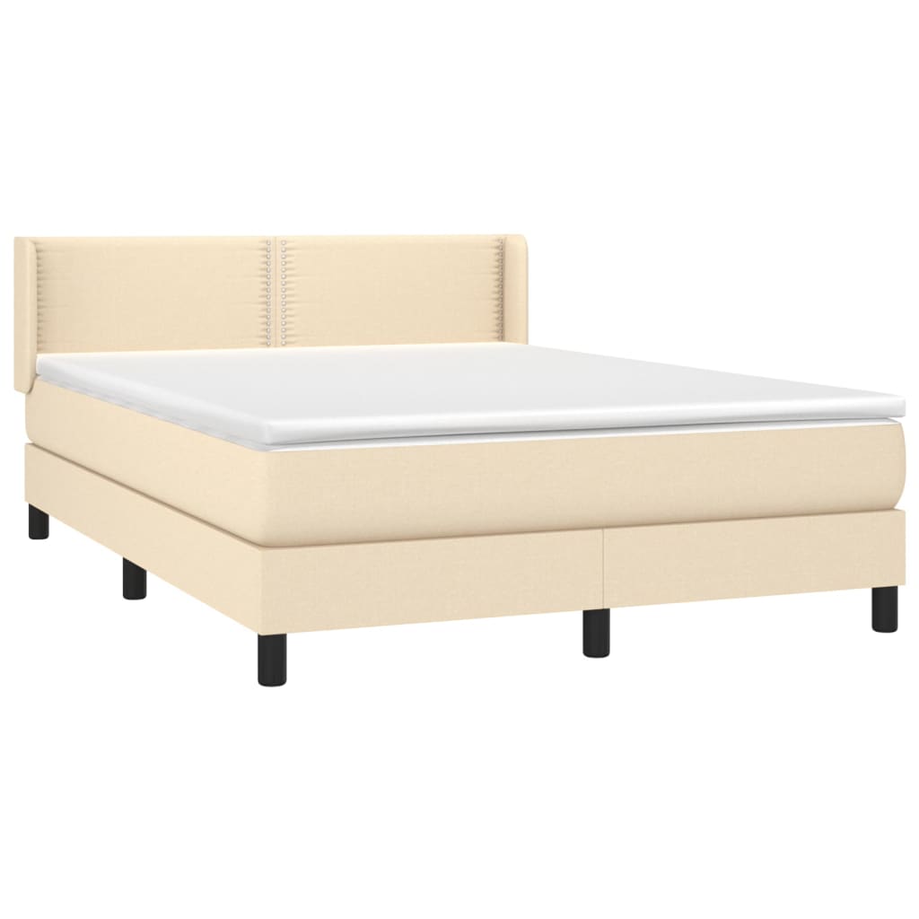 vidaXL Posteľný rám boxspring s matracom krémový 140x200 cm látka