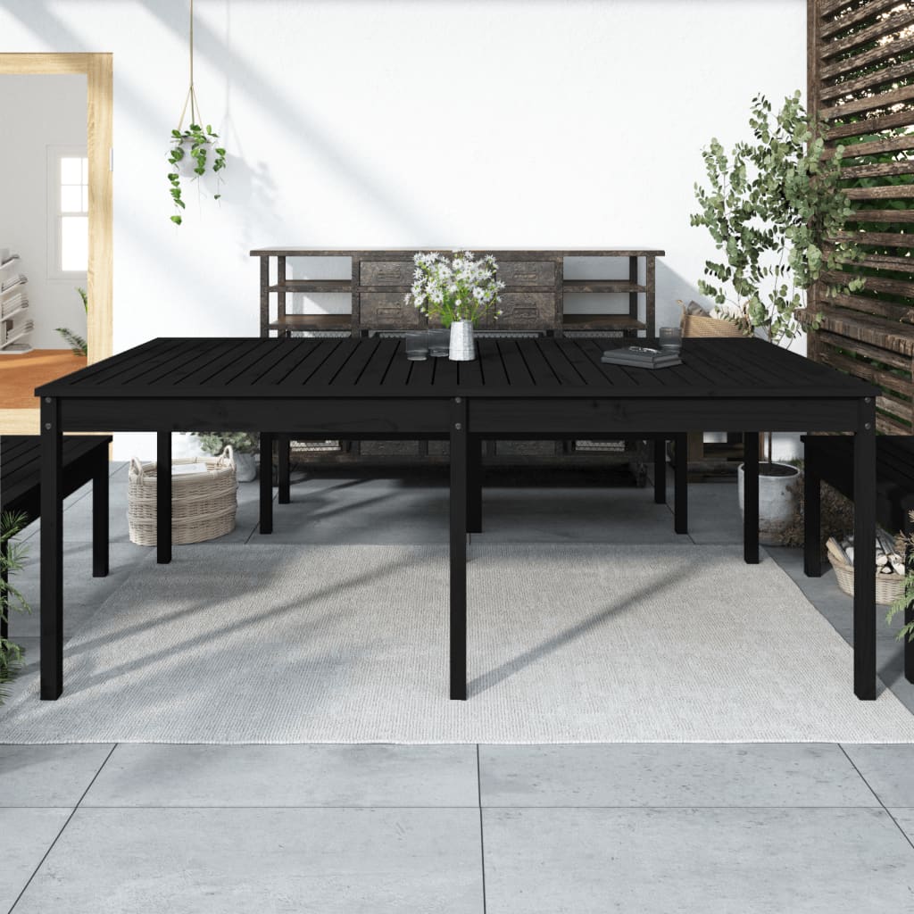 vidaXL Záhradný stolík čierny 203,5x100x76 cm borovicový masív