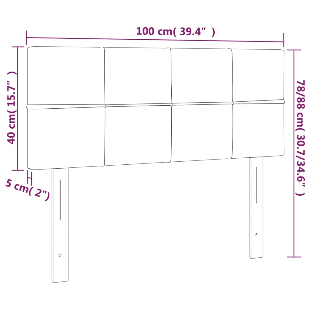 vidaXL Čelo postele s LED ružové 100x5x78/88 cm zamat