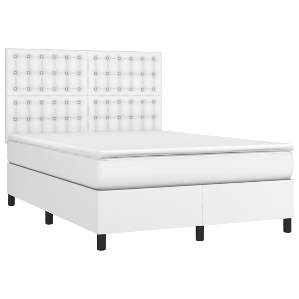 vidaXL Boxspring posteľ s matracom biela 140x200 cm umelá koža