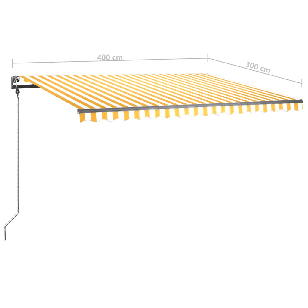 vidaXL Voľne stojaca ručne zaťahovacia markíza 400x300 cm, žlto biela