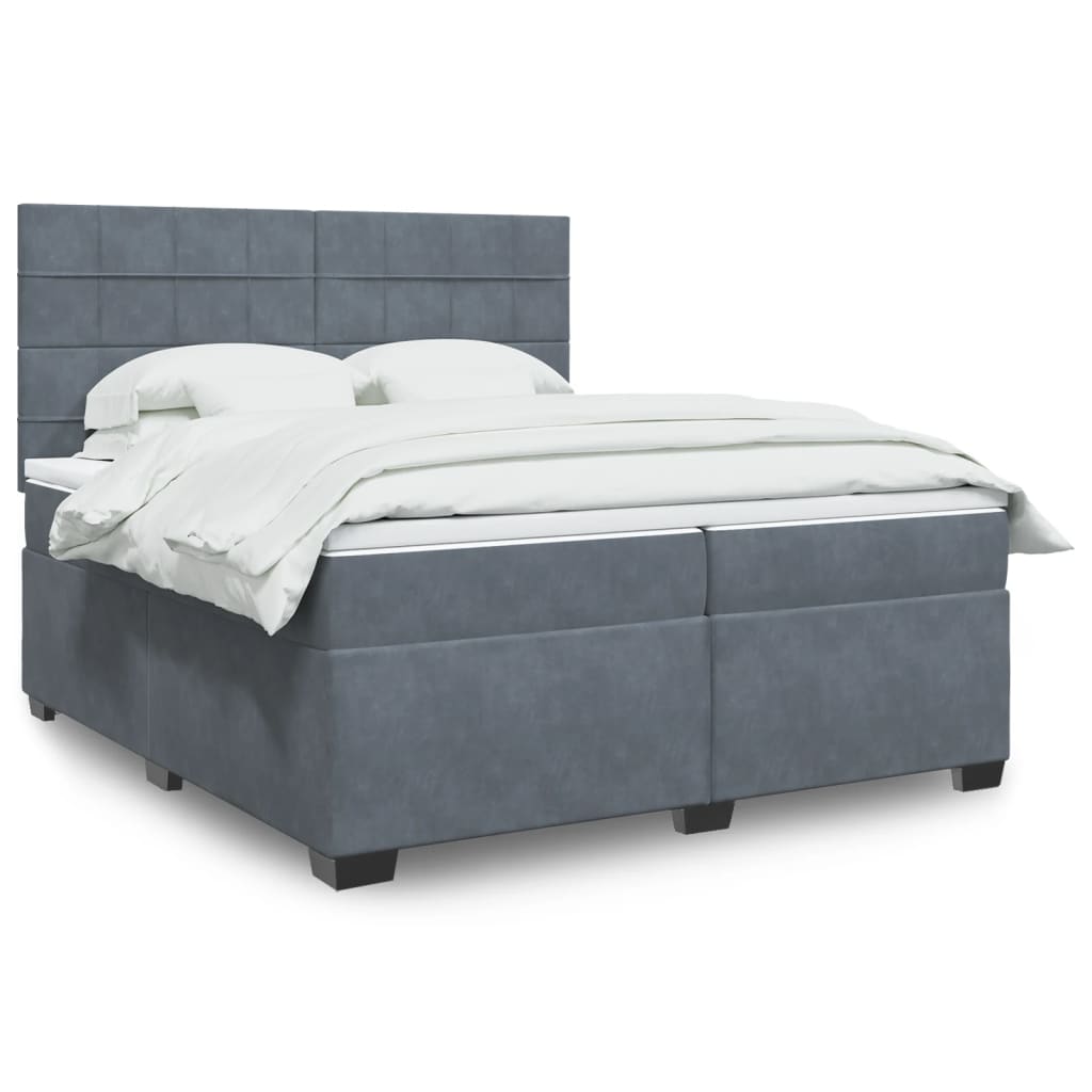 vidaXL Posteľný rám boxspring s matracom tmavosivý 200x200 cm zamat