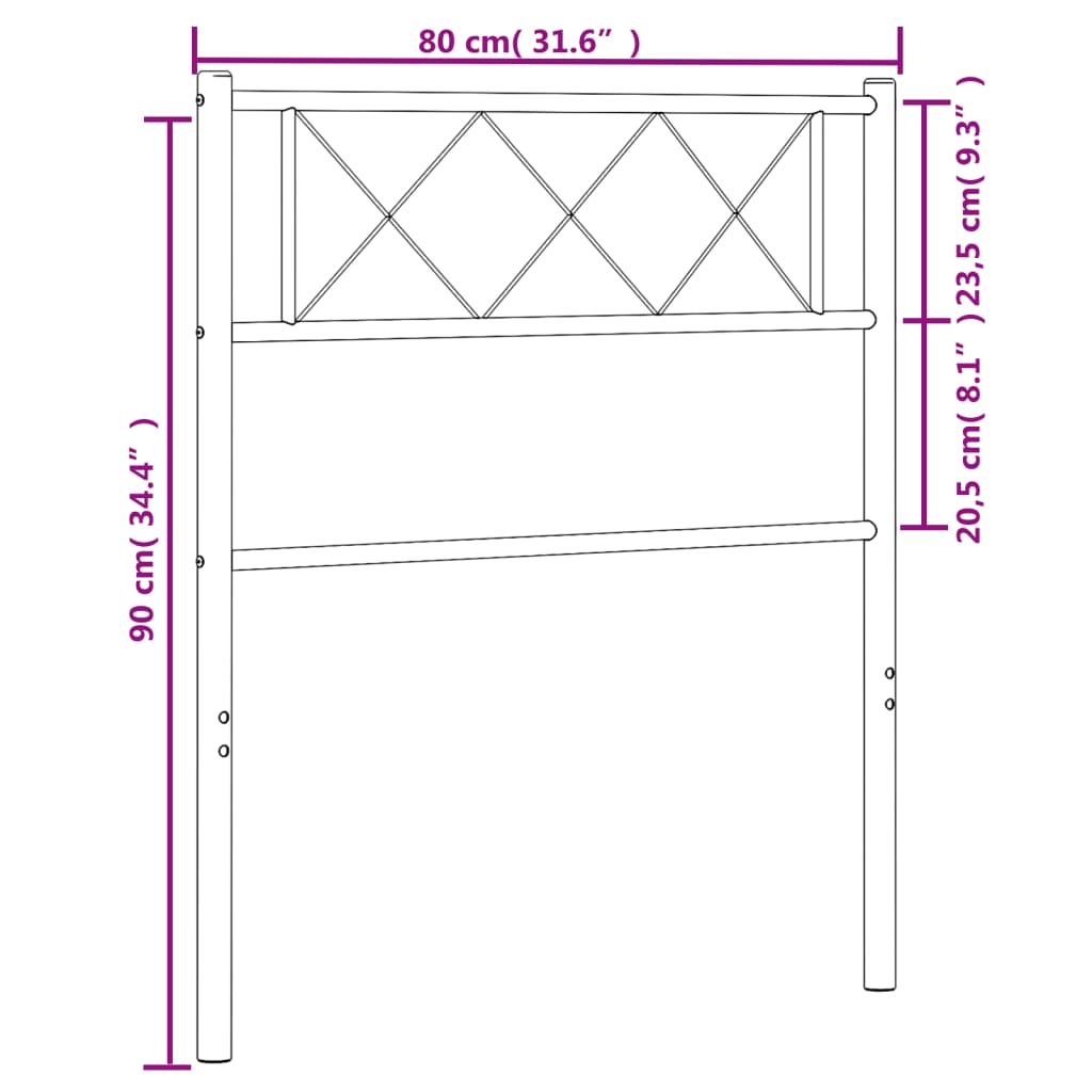 vidaXL Kovové čelo postele čierne 75 cm