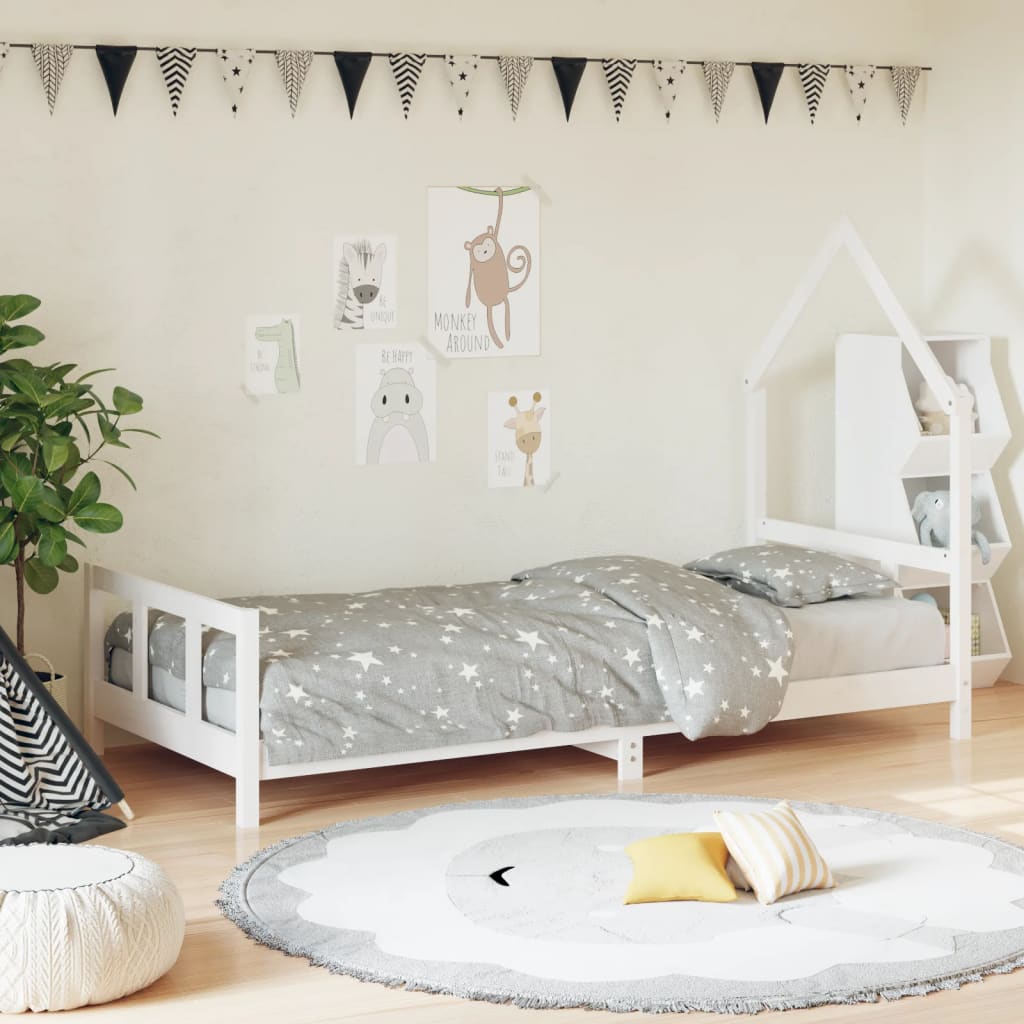 vidaXL Rám detskej postele biely 90x200 cm masívna borovica