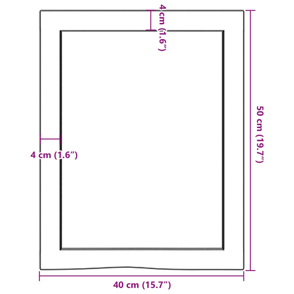 vidaXL Kúpeľňová doska tmavohnedá 40x50x(2-4) cm ošetrený masív