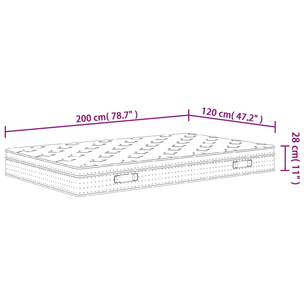 vidaXL Taštičkový pružinový matrac stredne tvrdý plus 120x200 cm