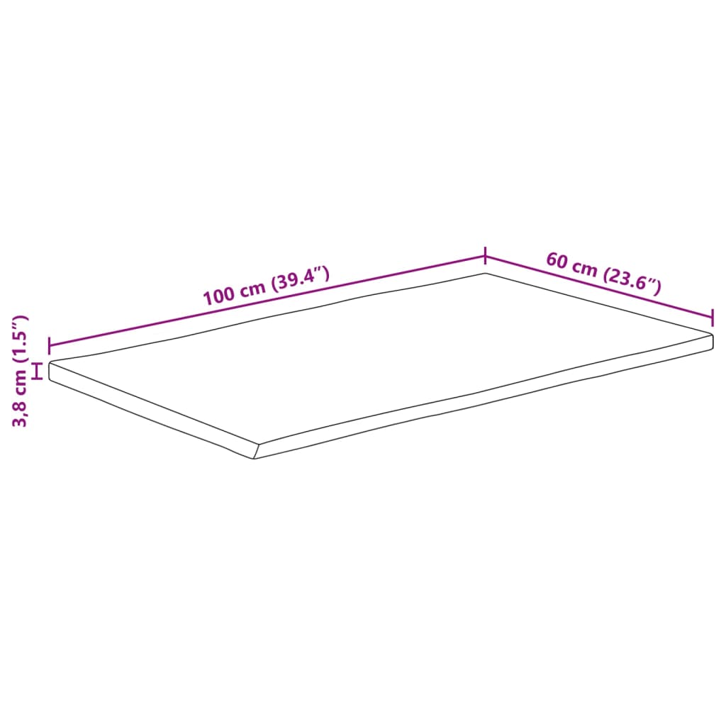 vidaXL Stolová doska živá hrana 100x60x3,8 cm masívny surový mangovník