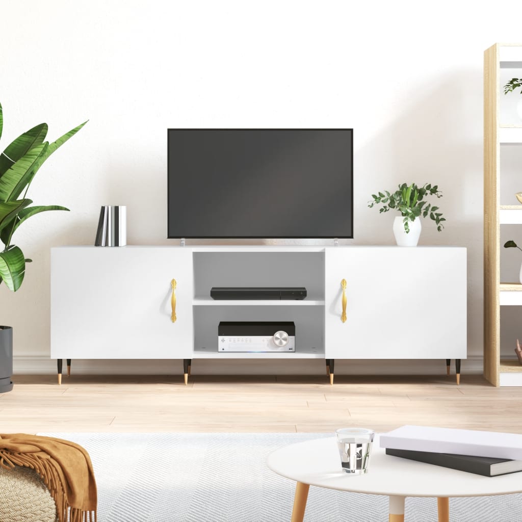 vidaXL TV skrinka lesklá biela 150x30x50 cm kompozitné drevo
