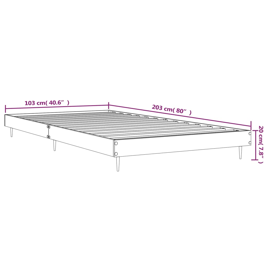 vidaXL Posteľný rám sivý dub sonoma 100x200 cm borovicový masív