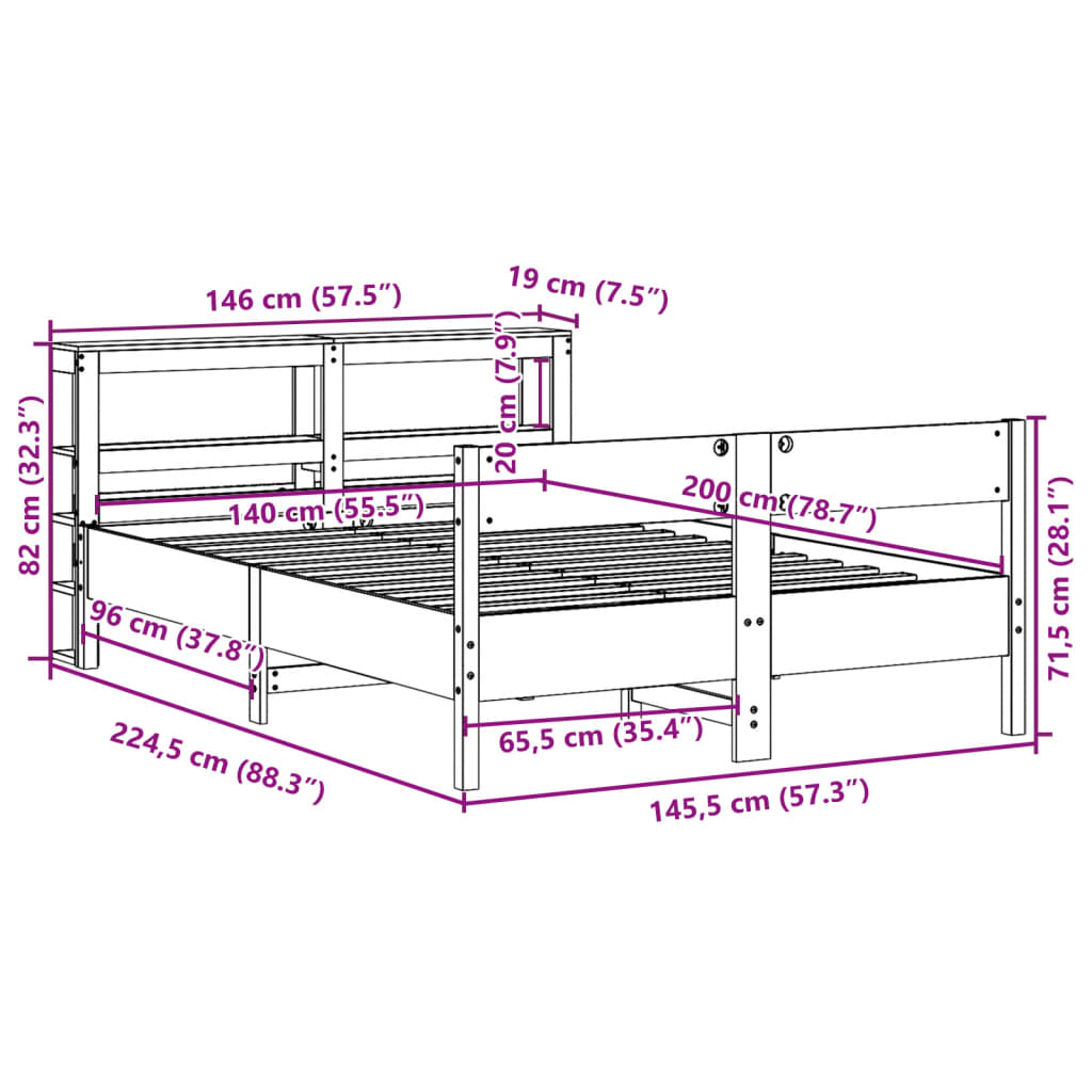 vidaXL Posteľ s matracom voskovo hnedá 140x200 cm masívna borovica