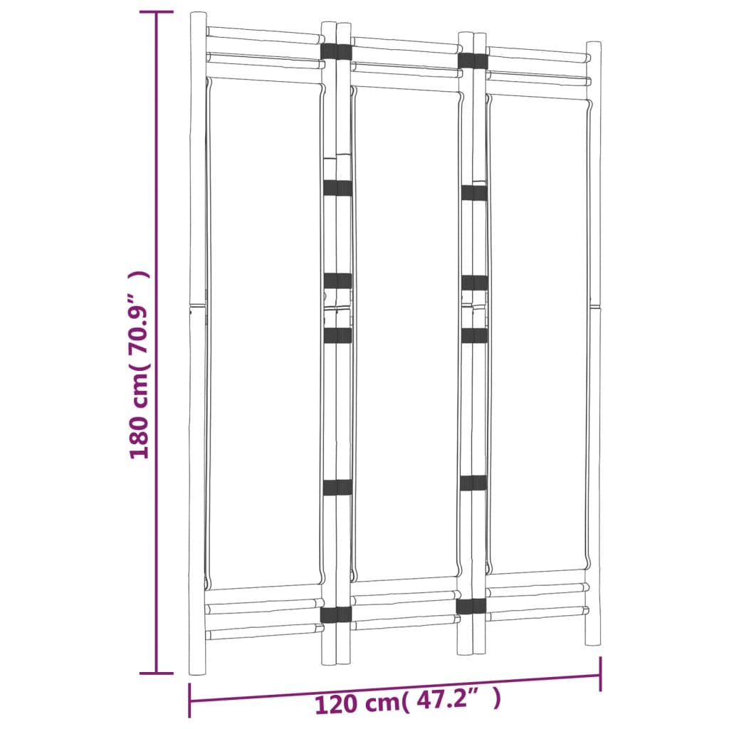 vidaXL Skladací 3-panelový paraván 120 cm bambus a plátno