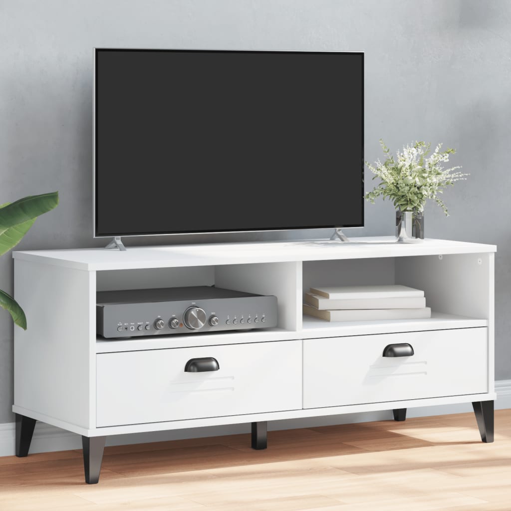 vidaXL TV skrinka VIKEN, biela, kompozitné drevo