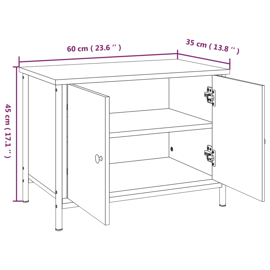 vidaXL TV skrinka s dvierkami čierna 60x35x45 cm spracované drevo