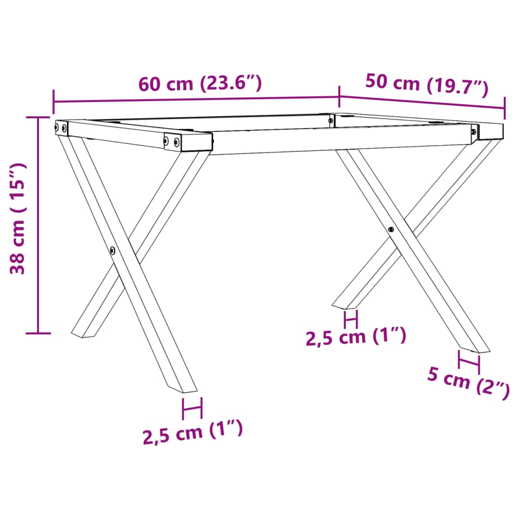 vidaXL Nohy konferenčného stolíka X-rám 60x50x38 cm liatina