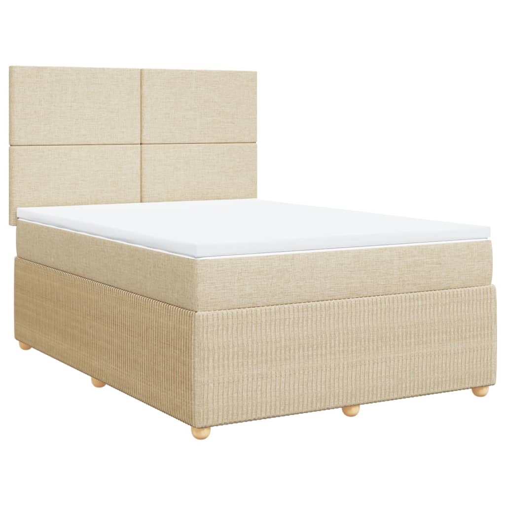 vidaXL Boxspring posteľ s matracom krémový 140x190 cm látka