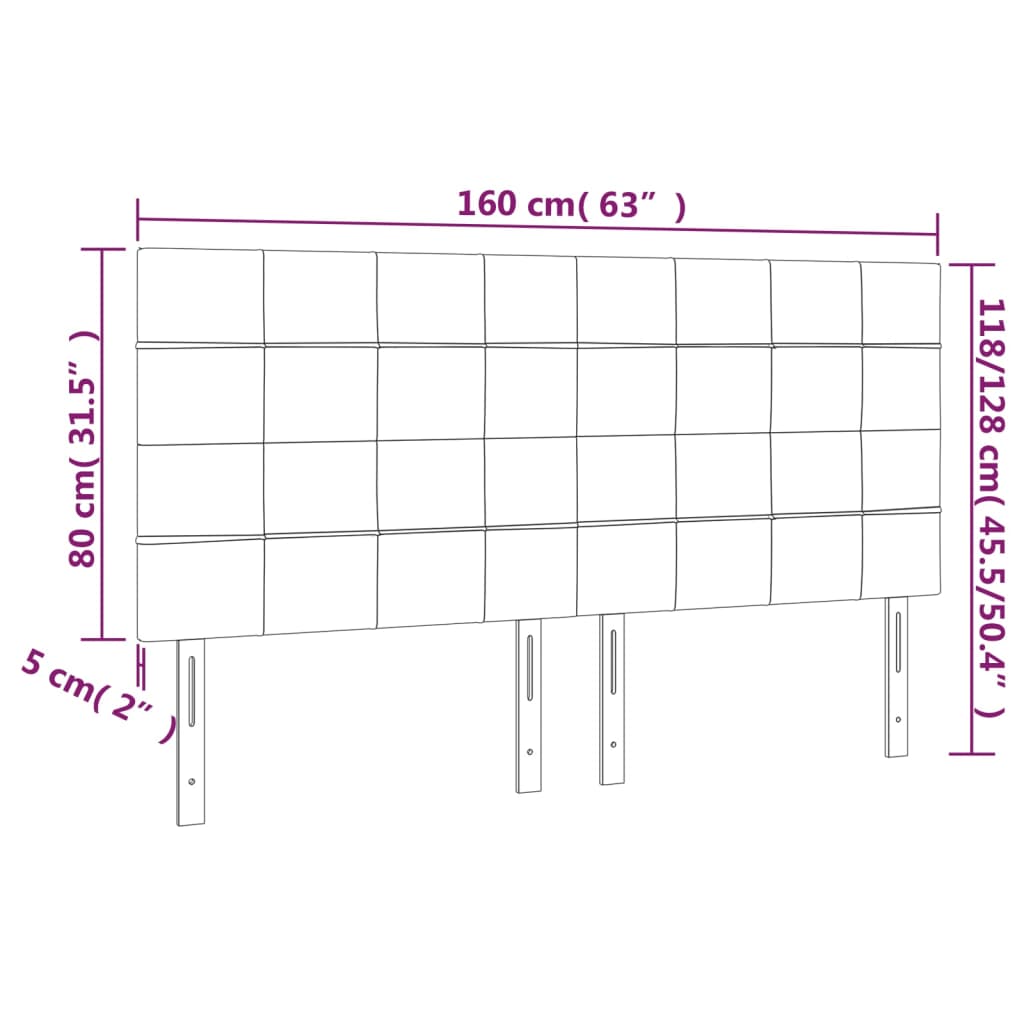 vidaXL Čelo postele s LED sivohnedé 160x5x118/128 cm látka