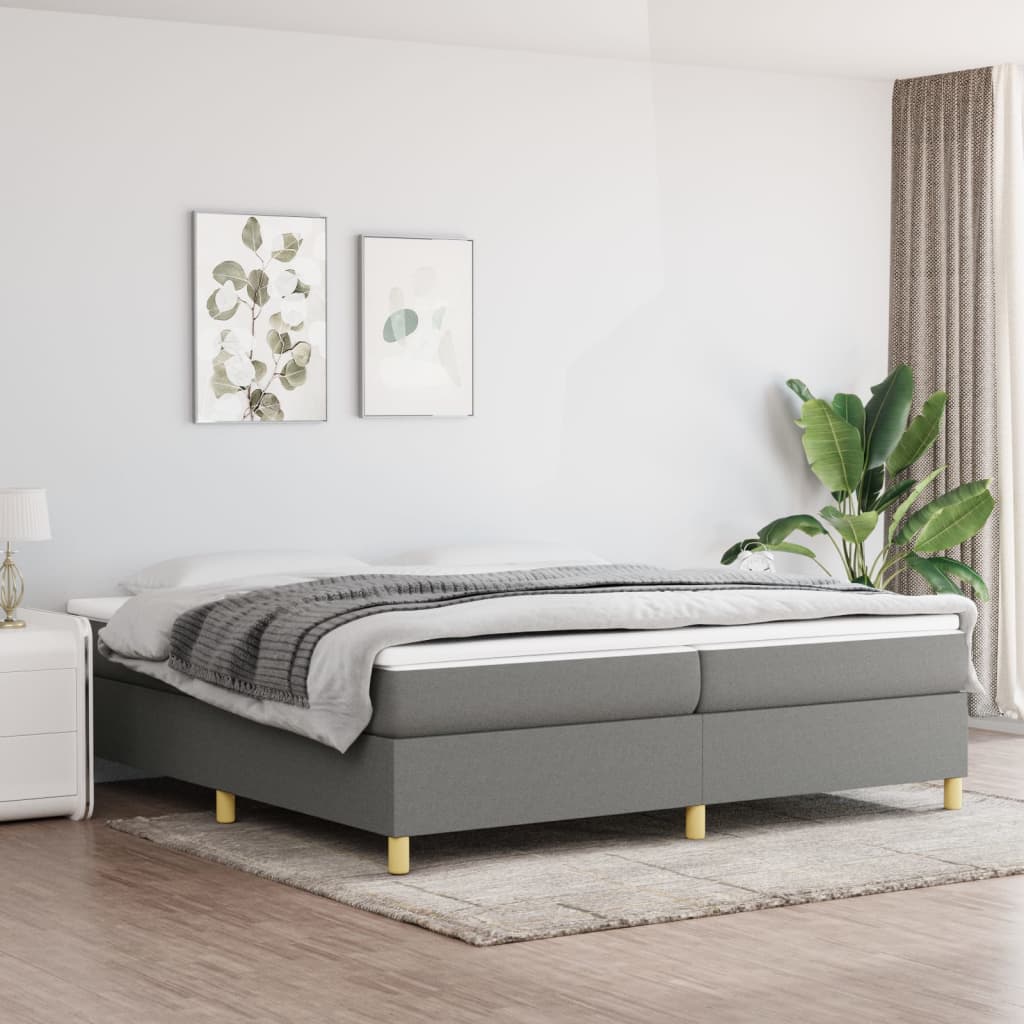 vidaXL Rám na boxspring posteľ tmavosivý 200x200 cm látka