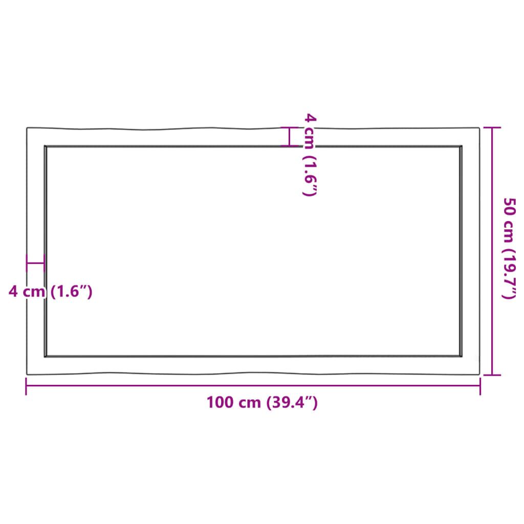 vidaXL Stolová doska svetlohnedá 100x50x(2-4)cm ošetrený masív hrany