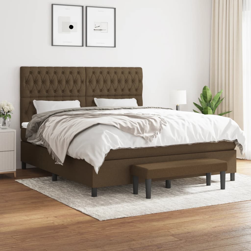 vidaXL Boxspring posteľ s matracom tmavohnedá 180x200 cm látka