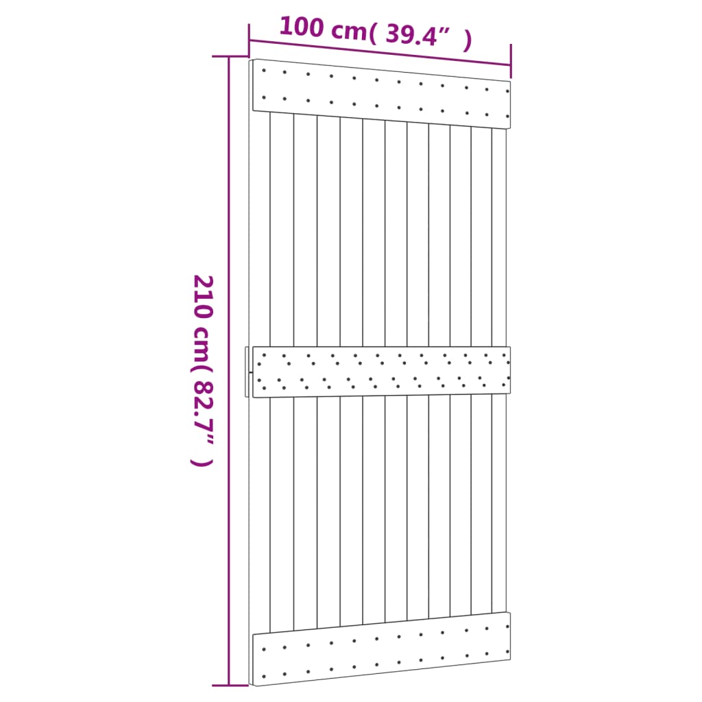 vidaXL Posuvné dvere so sadou kovania 100x210 cm borovicový masív