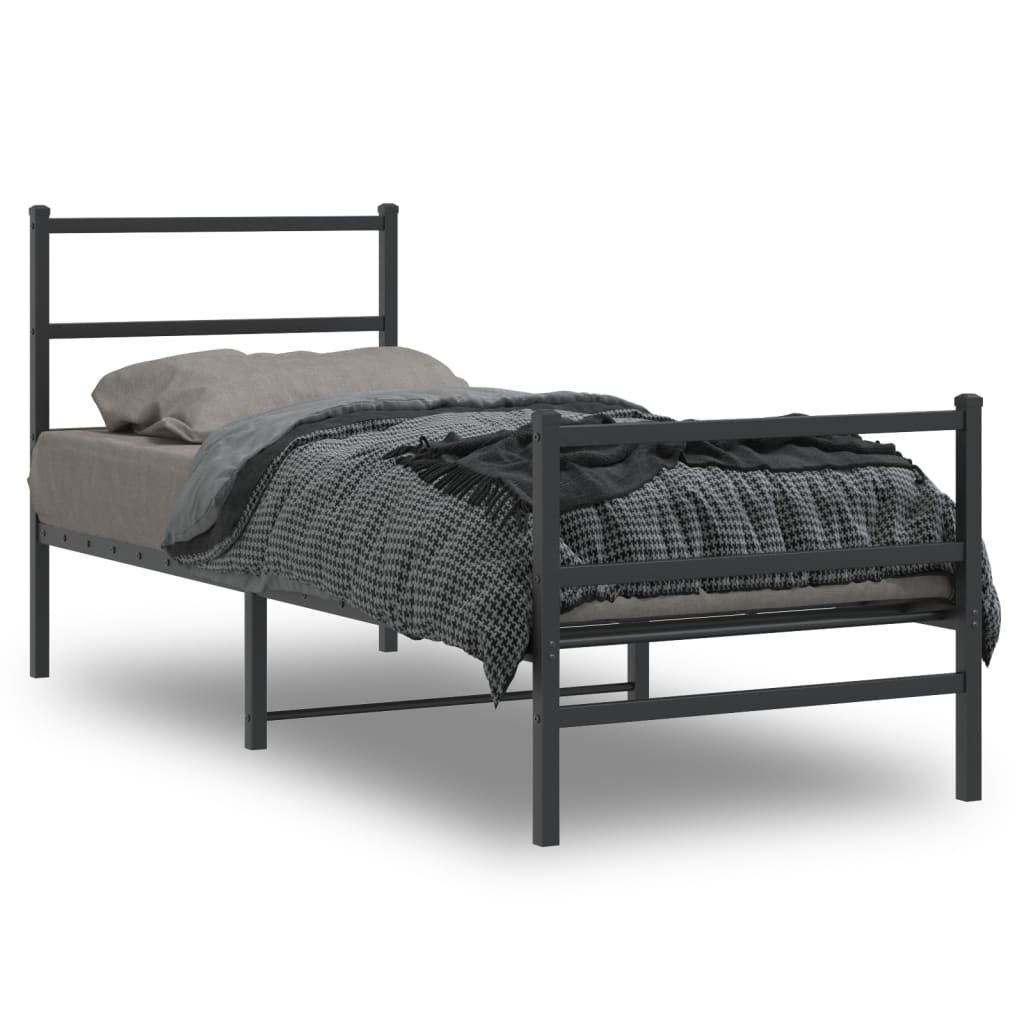 vidaXL Kovový rám postele so zadným a predným čelom čierny 80x200 cm