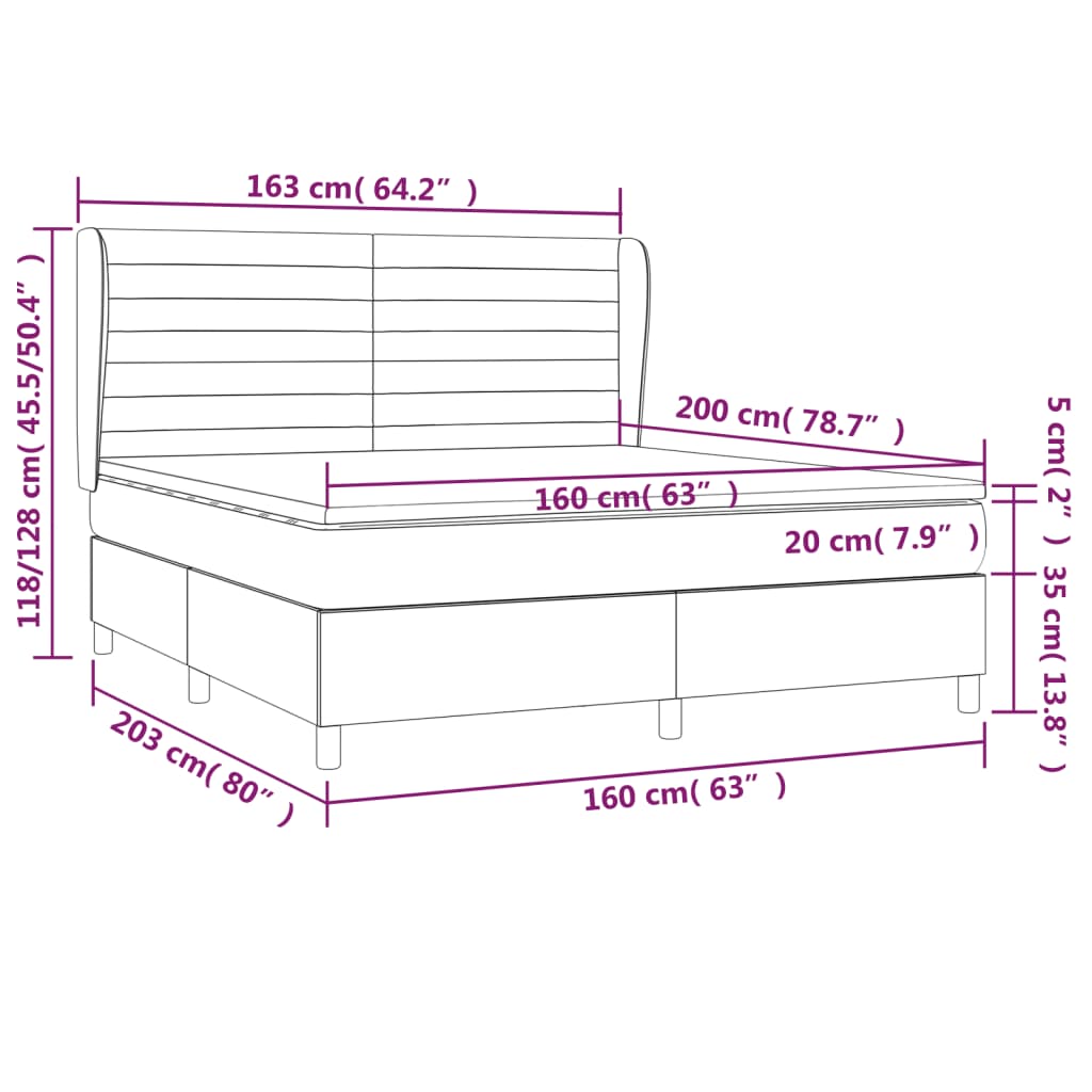 vidaXL Posteľný rám boxspring s matracom krémový 160x200 cm látka