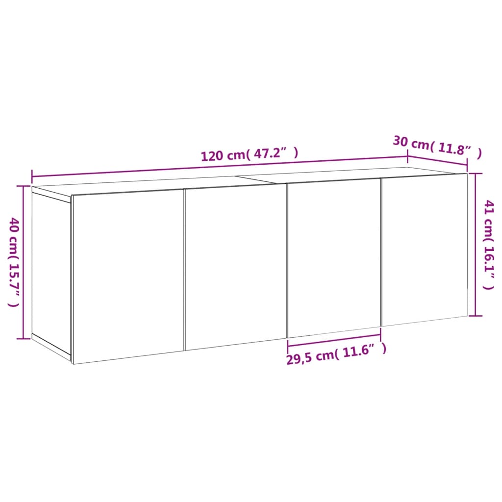 vidaXL TV skrinky nástenné 2 ks biele 60x30x41 cm