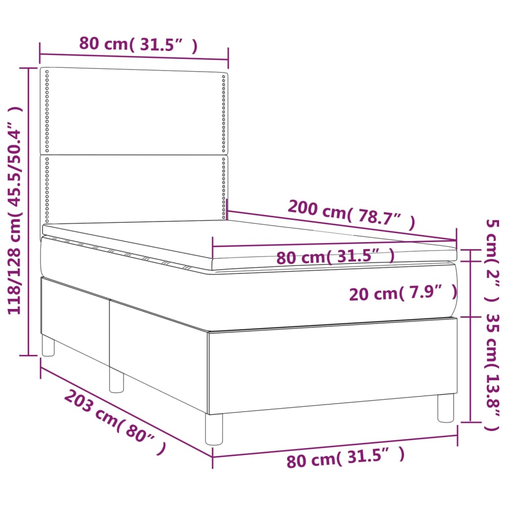 vidaXL Boxspring posteľ s matracom čierna 80x200 cm umelá koža