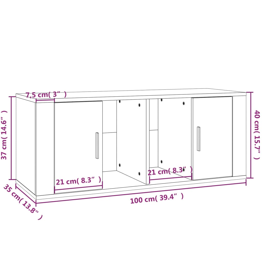 vidaXL TV skrinka sivý dub sonoma 100x35x40 cm spracované drevo